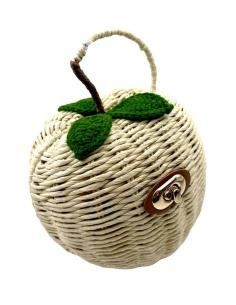 BOLSO ORIGINAL RAFIA FORMA MANZANA BEIGE | VERANO MUJER