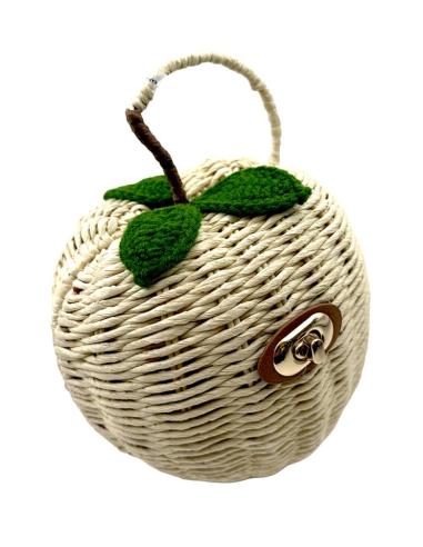 BOLSO ORIGINAL RAFIA FORMA MANZANA BEIGE | VERANO MUJER