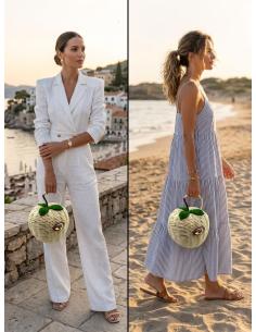 BOLSO ORIGINAL RAFIA FORMA MANZANA BEIGE | VERANO MUJER 2