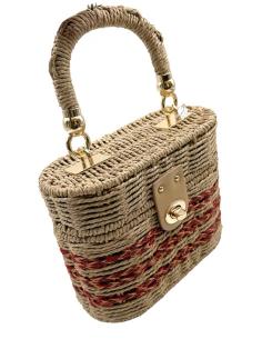 BOLSO ORIGINAL CESTA RAFIA DE ASA MARRON TOSTADO | DE MANO VERANO