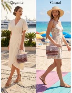 BOLSOS ORIGINALES RAFIA FORMA CESTA DE ASA EN LILA | DE MANO VERANO 2