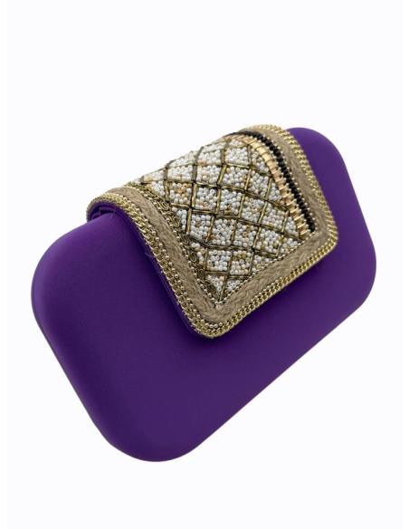 BOLSOS INVITADAS DE BODA MORADOS SOLAPA DECORADA | CLUTCH VERANO
