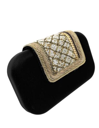 BOLSOS INVITADAS DE BODA NEGROS SOLAPA DECORADA | CLUTCH VERANO