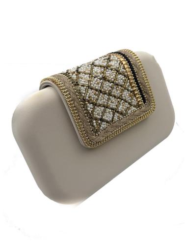 BOLSOS INVITADAS DE BODA EN BEIGE SOLAPA DECORADA | CLUTCH VERANO