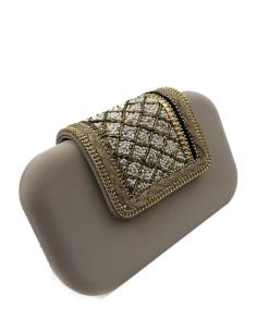 BOLSO INVITADA BODA MARRON CLARO SOLAPA DECORADA | CLUTCH VERANO