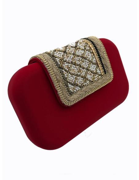 BOLSOS INVITADAS DE BODA ROJOS DE SOLAPA DECORADA | CLUTCH VERANO