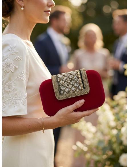 BOLSOS INVITADAS DE BODA ROJOS DE SOLAPA DECORADA | CLUTCH VERANO