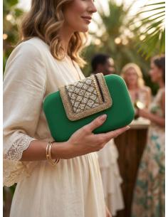 BOLSOS INVITADAS DE BODA VERDES DE SOLAPA DECORADA | CLUTCH VERANO 2