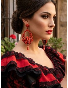 PENDIENTES DE CORAL LARGOS ALTA BISIUTERIA ESPECTACULAR DISEÑO FLAMENCO 2