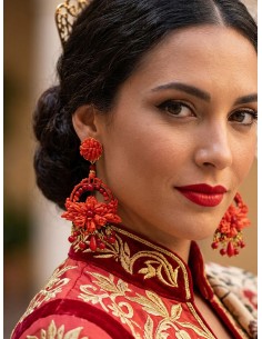 PENDIENTES LARGOS CORAL ALTA CALIDAD DISEÑO ESPAÑOL 2