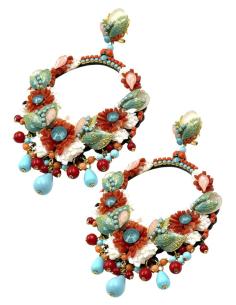 PENDIENTES INVITADA AROS GRANDES CORAL Y TURQUESA | TRAJE FLAMENCA
