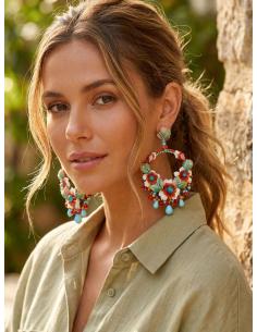 PENDIENTES INVITADA AROS GRANDES CORAL Y TURQUESA | TRAJE FLAMENCA 2