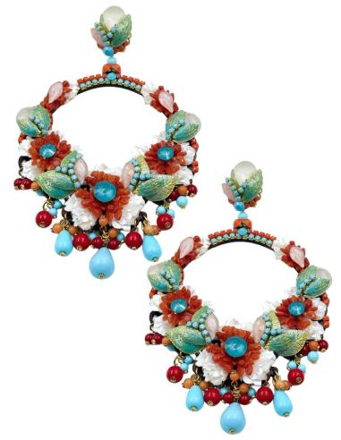 PENDIENTES INVITADA AROS GRANDES CORAL Y TURQUESA | TRAJE FLAMENCA