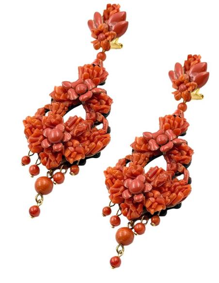 PENDIENTES INVITADA BODA LARGOS CORAL ROJO | TRAJE FLAMENCA