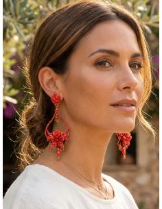 PENDIENTES LARGOS ROJOS DE CORAL ITALIANO | TRAJE FLAMENCA 2