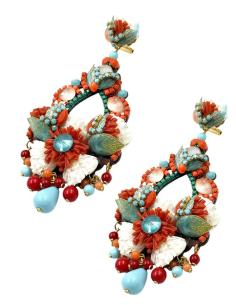PENDIENTES INVITADA BODA LARGOS CORAL Y TURQUESA | TRAJE FLAMENCA