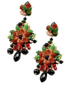 PENDIENTES BODA LARGOS DE CORAL EN ROJO Y VERDE | INVITADA Y FLAMENCA