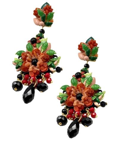 PENDIENTES BODA LARGOS DE CORAL EN ROJO Y VERDE | INVITADA Y FLAMENCA