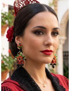 PENDIENTES BODA LARGOS DE CORAL EN ROJO Y VERDE | INVITADA Y FLAMENCA 2