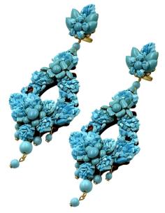 PENDIENTES INVITADA BODA LARGOS AZULES TURQUESA | TRAJE FLAMENCA