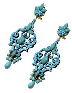 PENDIENTES INVITADA DE PIEDRA AZUL TURQUESA LARGOS | BODAS Y FERIAS