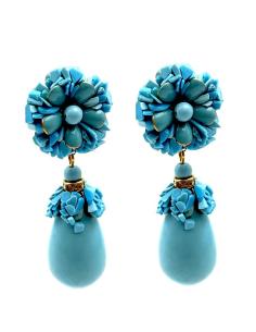 PENDIENTES DE PIEDRA AZUL TURQUESA FLOR Y LAGRIMA | MADRINA INVITADA Y FLAMENCA