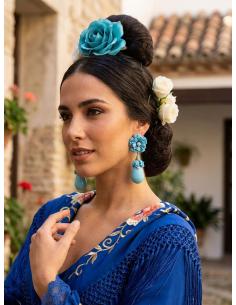 PENDIENTES DE PIEDRA AZUL TURQUESA FLOR Y LAGRIMA | MADRINA INVITADA Y FLAMENCA 2
