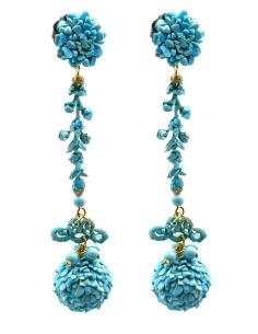 PENDIENTES LARGOS ESTILIZADORES DE PIEDRA TURQUESA | INVITADA BODAS