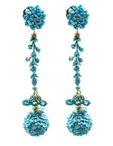 PENDIENTES LARGOS ESTILIZADORES DE PIEDRA TURQUESA | INVITADA BODAS