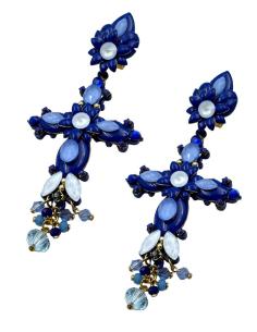 PENDIENTES INVITADA DE BODA LARGOS CRUCES AZULES | TRAJE FLAMENCA