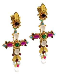 PENDIENTES INVITADAS LARGOS DE CRUCES MULTICOLORES | TRAJE FLAMENCA