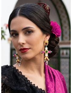 PENDIENTES INVITADAS LARGOS DE CRUCES MULTICOLORES | TRAJE FLAMENCA 2