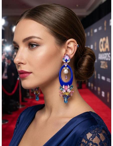 PENDIENTES LARGOS ALTA BISUTERIA AZULONES | INVITADA DE EVENTOS