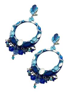 PENDIENTES FLAMENCA AROS GRANDES TONOS AZULES | FERIA Y FESTIVIDADES