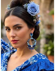 PENDIENTES FLAMENCA AROS GRANDES TONOS AZULES | FERIA Y FESTIVIDADES 2