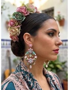 PENDIENTES INVITADA DE BODA ROSAS Y VERDE AGUA | PENDIENTES FLAMENCA Y ALFOMBRA ROJA 2