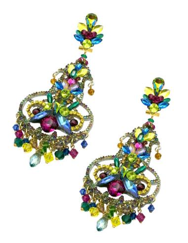 PENDIENTE FIESTA LARGO MULTICOLOR PARA BODA NOCHE | INVITADA Y FLAMENCA