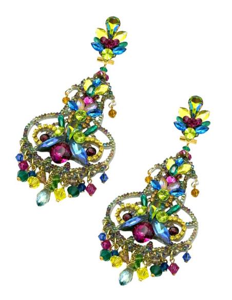 PENDIENTE FIESTA LARGO MULTICOLOR PARA BODA NOCHE | INVITADA Y FLAMENCA