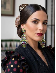 PENDIENTE FIESTA LARGO MULTICOLOR PARA BODA NOCHE | INVITADA Y FLAMENCA 2