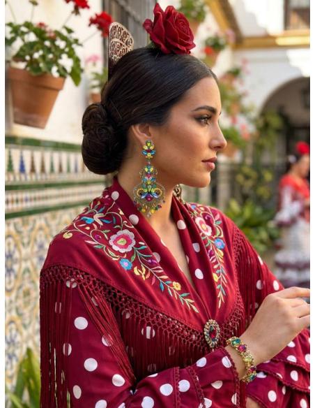 PENDIENTE FIESTA LARGO MULTICOLOR PARA BODA NOCHE | INVITADA Y FLAMENCA