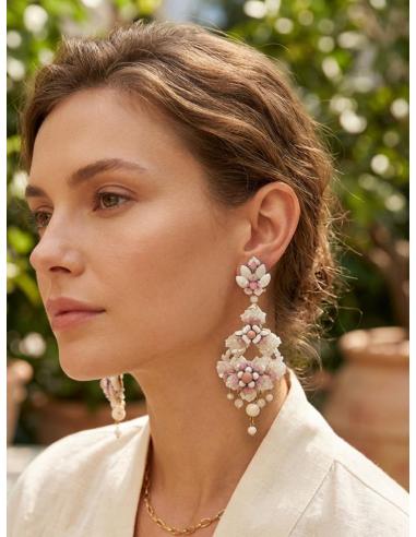 PENDIENTES NOVIA E INVITADA BODA LARGOS BLANCOS DE NACAR | NOVIAS ELEGANTES