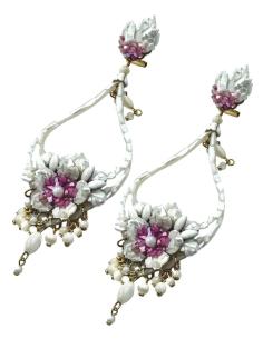 PENDIENTES NOVIA LARGOS DE NACAR BLANCOS | TRAJE FLAMENCA