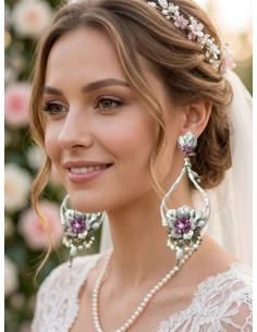 PENDIENTES NOVIA LARGOS DE NACAR BLANCOS | TRAJE FLAMENCA 2