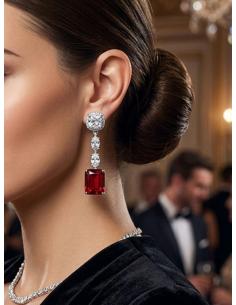 PENDIENTES BODA LARGOS ROJO RUBI CON CIRCONITAS | INVITADA MADRINA 2