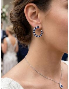 PENDIENTES CORTOS ZAFIRO AZUL MARINO CON CIRCON | JOYA BODA 2