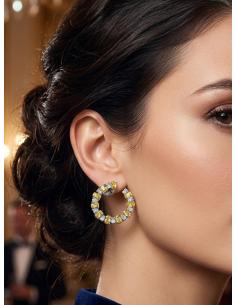 PENDIENTES CORTOS AMARILLO CITRINO CON CIRCON | JOYA BODA 2