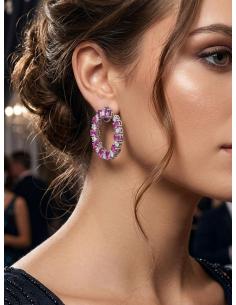 PENDIENTES CORTOS RUBI FUCSIA CON CIRCON | JOYA BODA 2