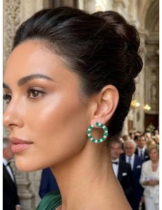 PENDIENTES CORTOS VERDE ESMERALDA CON CIRCON | JOYA BODA 2