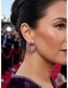 PENDIENTES CORTOS MORADOS AMATISTA CON CIRCON | JOYA BODA 2