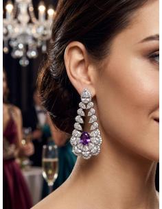 PENDIENTES INVITADA DE BODA LARGOS MORADOS | JOYA PEDRERIA 2